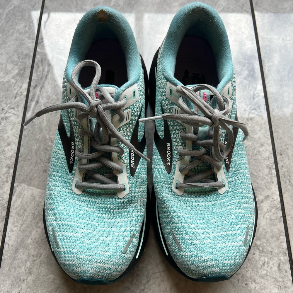 Brooks Ghost 14 South Beach Women’s Teal/Black/Pink Running Shoes DNA Loft Sz 9